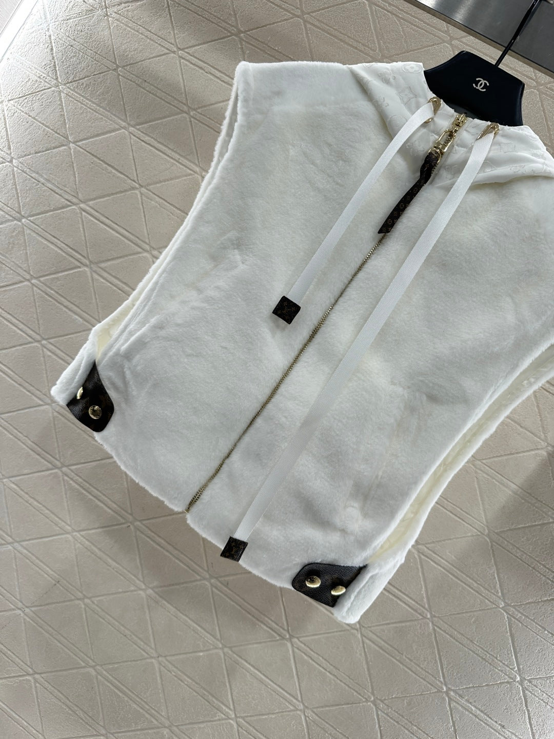 Hooded plush camisole vest