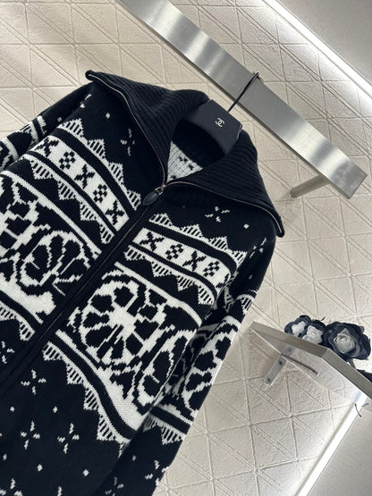 Collar Zipper Fel Island Knitted Coat