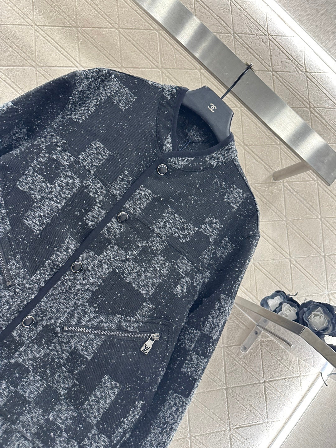 Plaid jacquard jacket