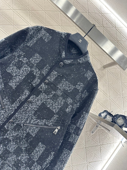 Plaid jacquard jacket