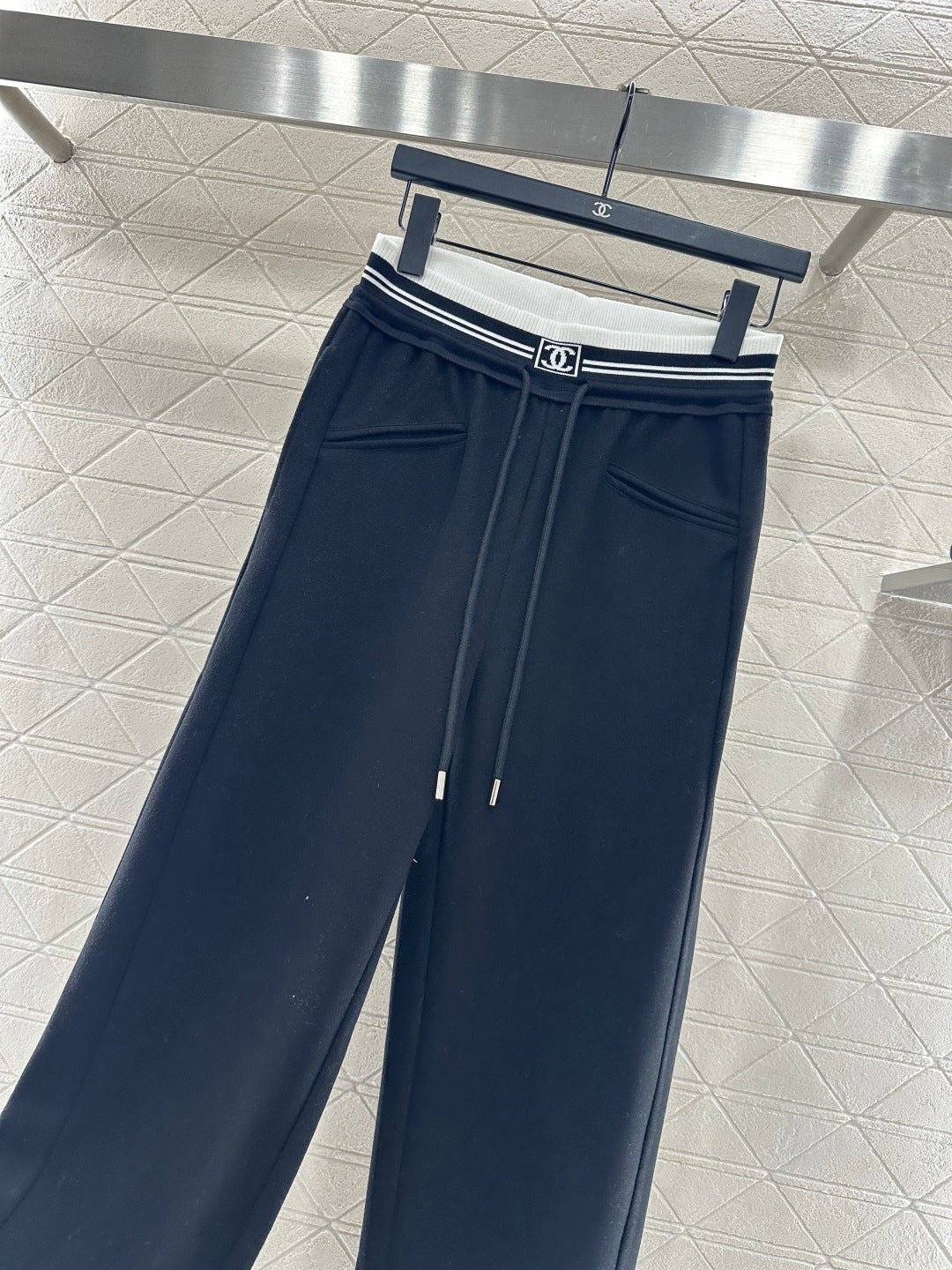 High waisted woven belt drawstring wide leg pants