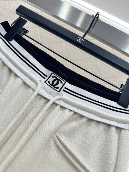 High waisted woven belt drawstring wide leg pants