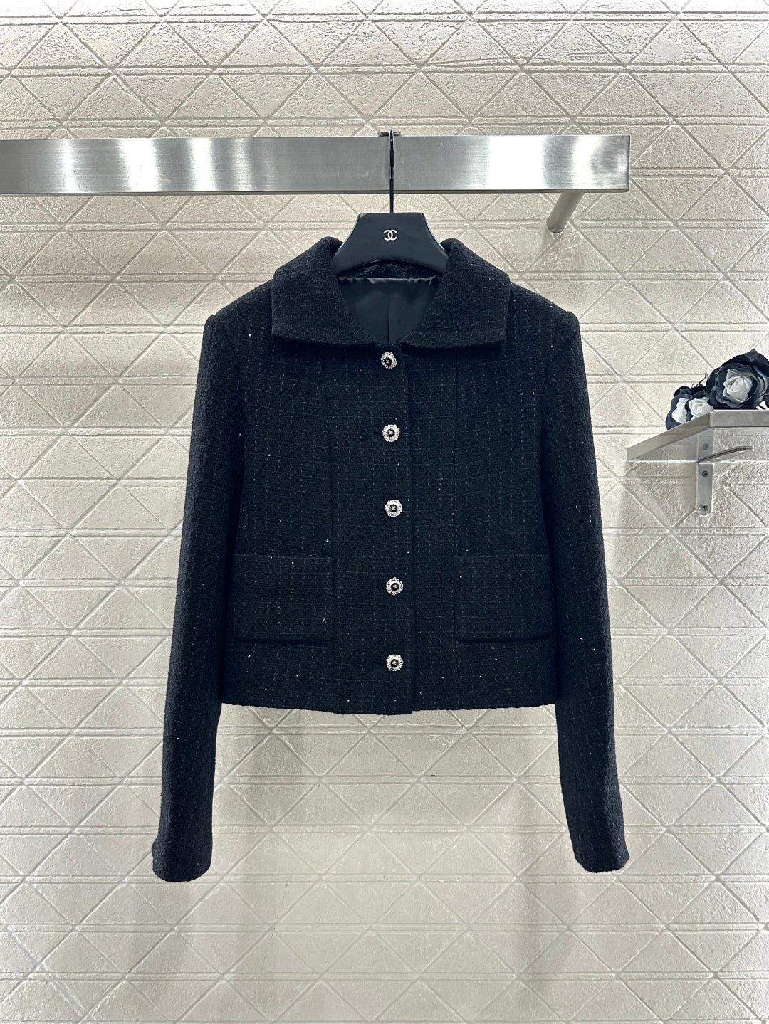 Plaid coarse floral bead dress jacket