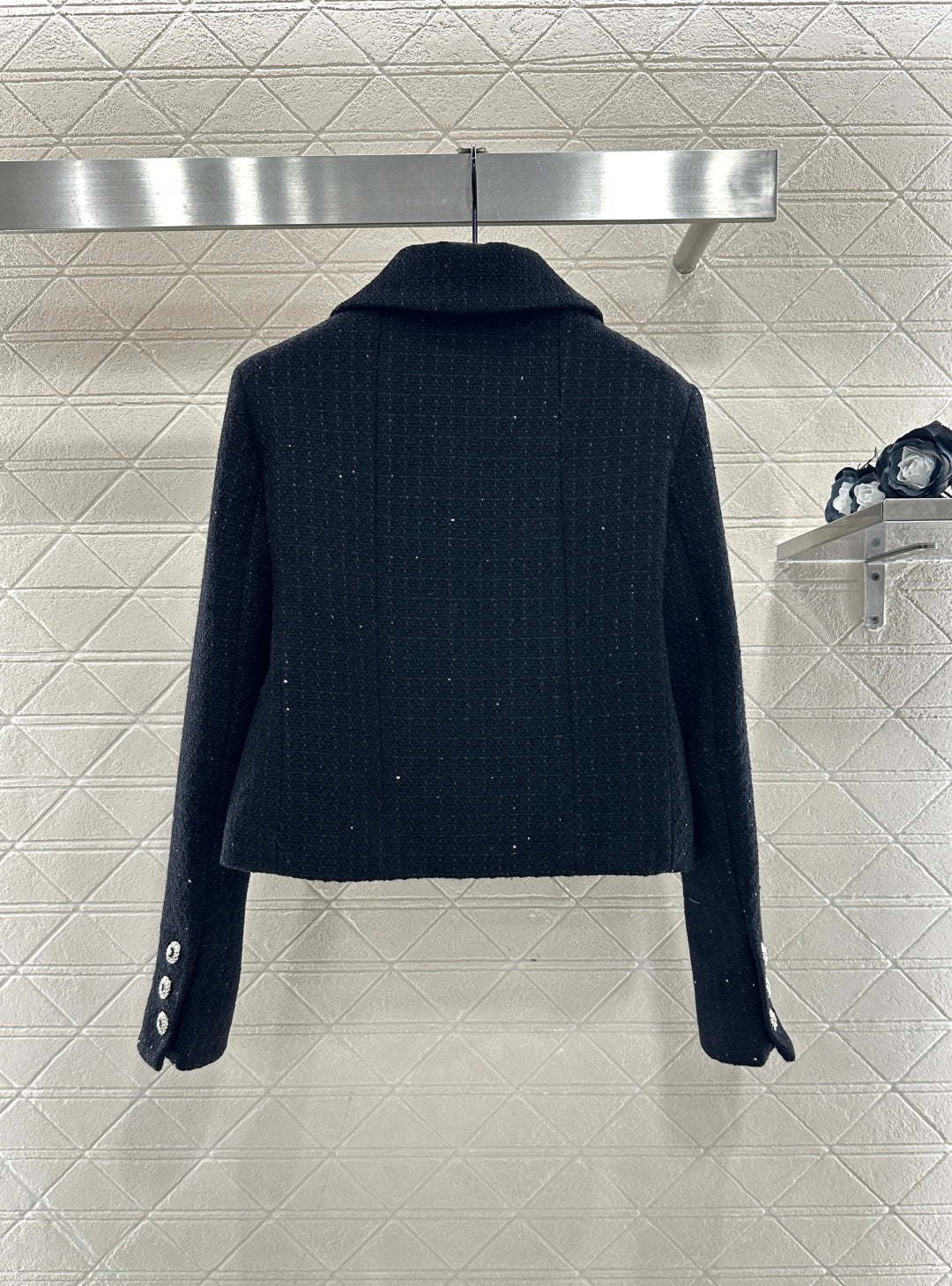 Plaid coarse floral bead dress jacket