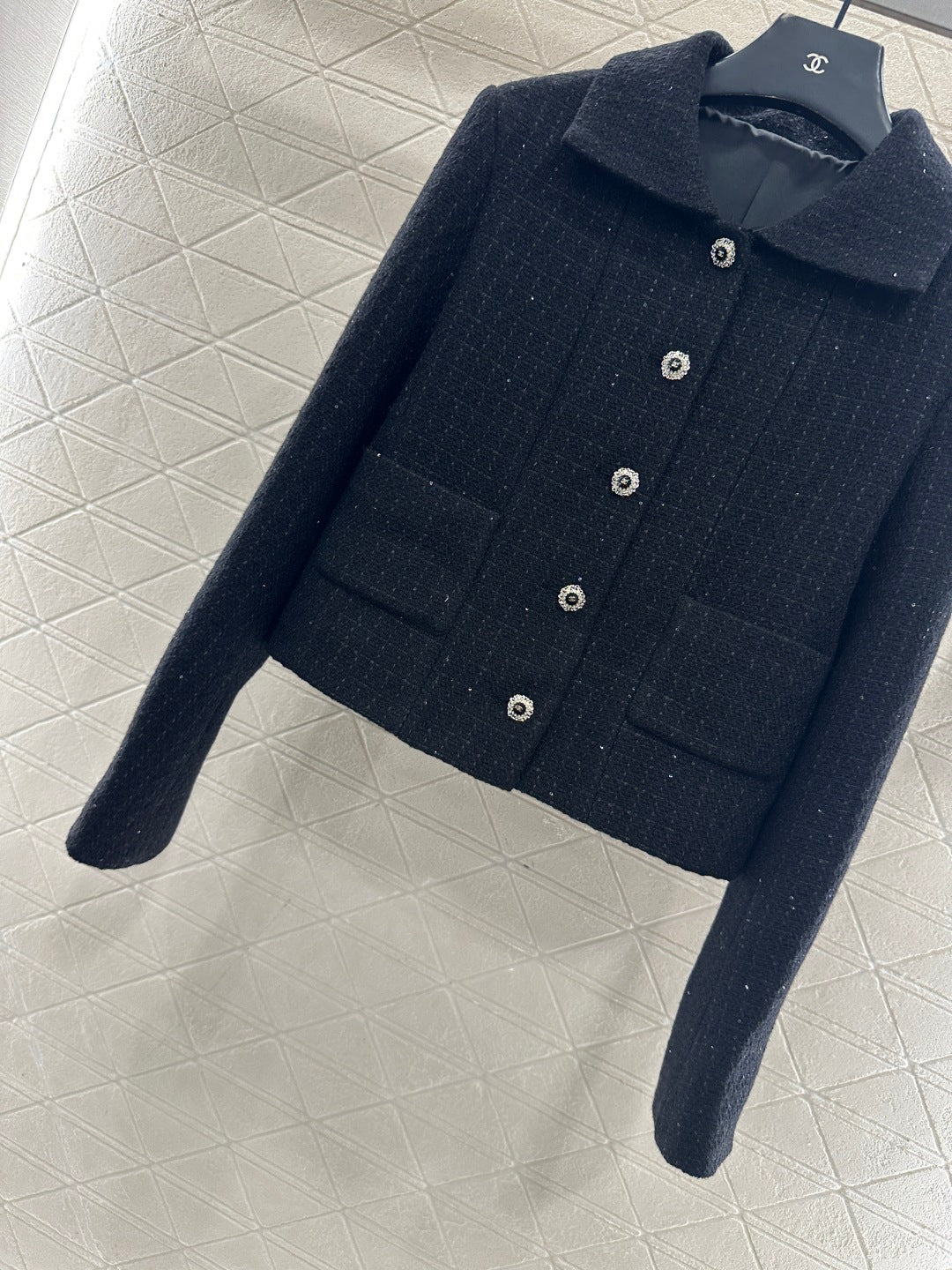 Plaid coarse floral bead dress jacket