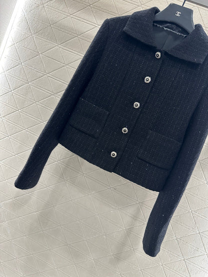 Plaid coarse floral bead dress jacket