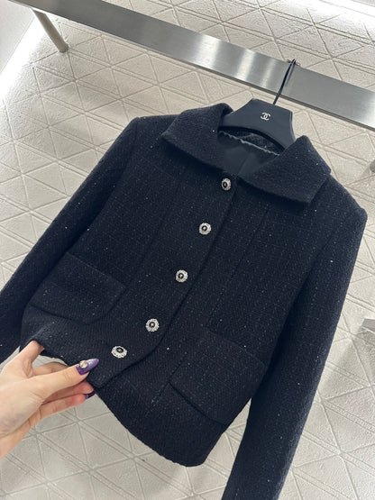 Plaid coarse floral bead dress jacket