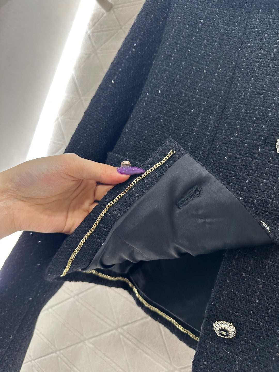 Plaid coarse floral bead dress jacket