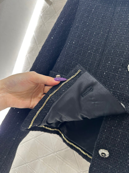 Plaid coarse floral bead dress jacket