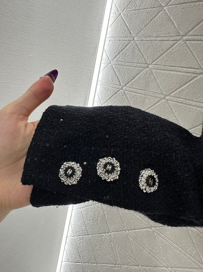 Plaid coarse floral bead dress jacket