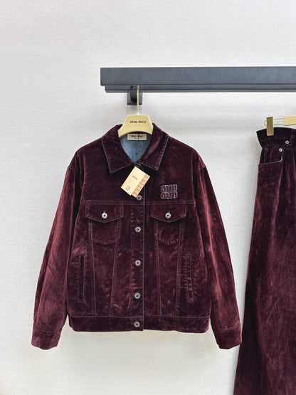 Velvet off shoulder jacket