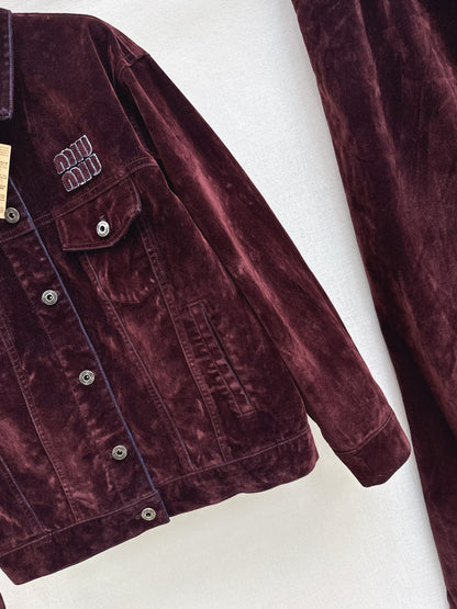 Velvet off shoulder jacket