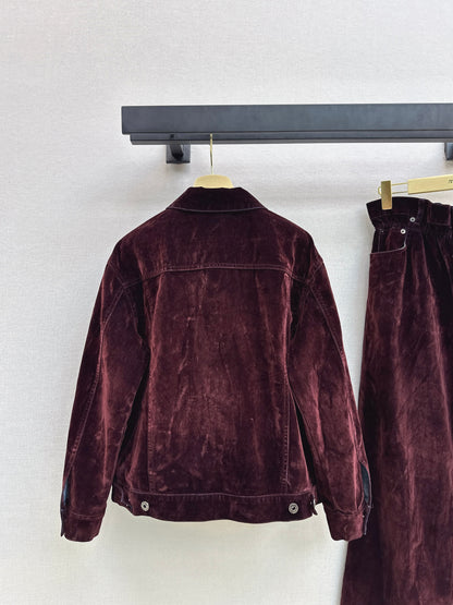 Velvet off shoulder jacket