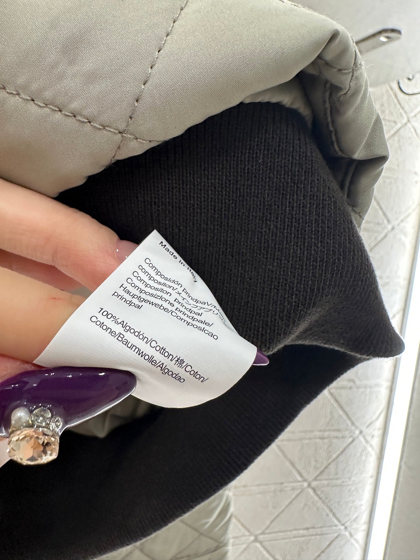 Corduroy collar diamond patterned cotton jacket