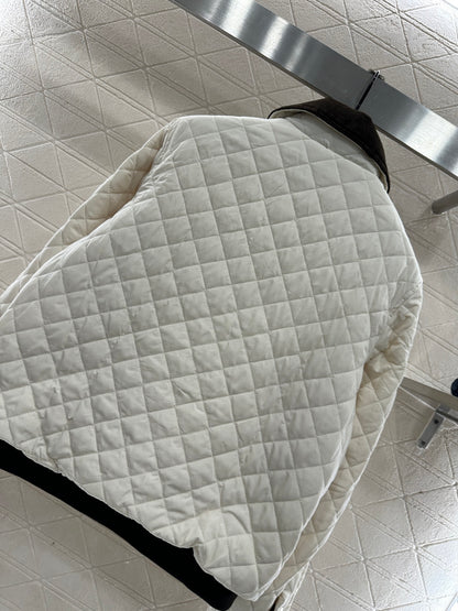 Corduroy collar diamond patterned cotton jacket