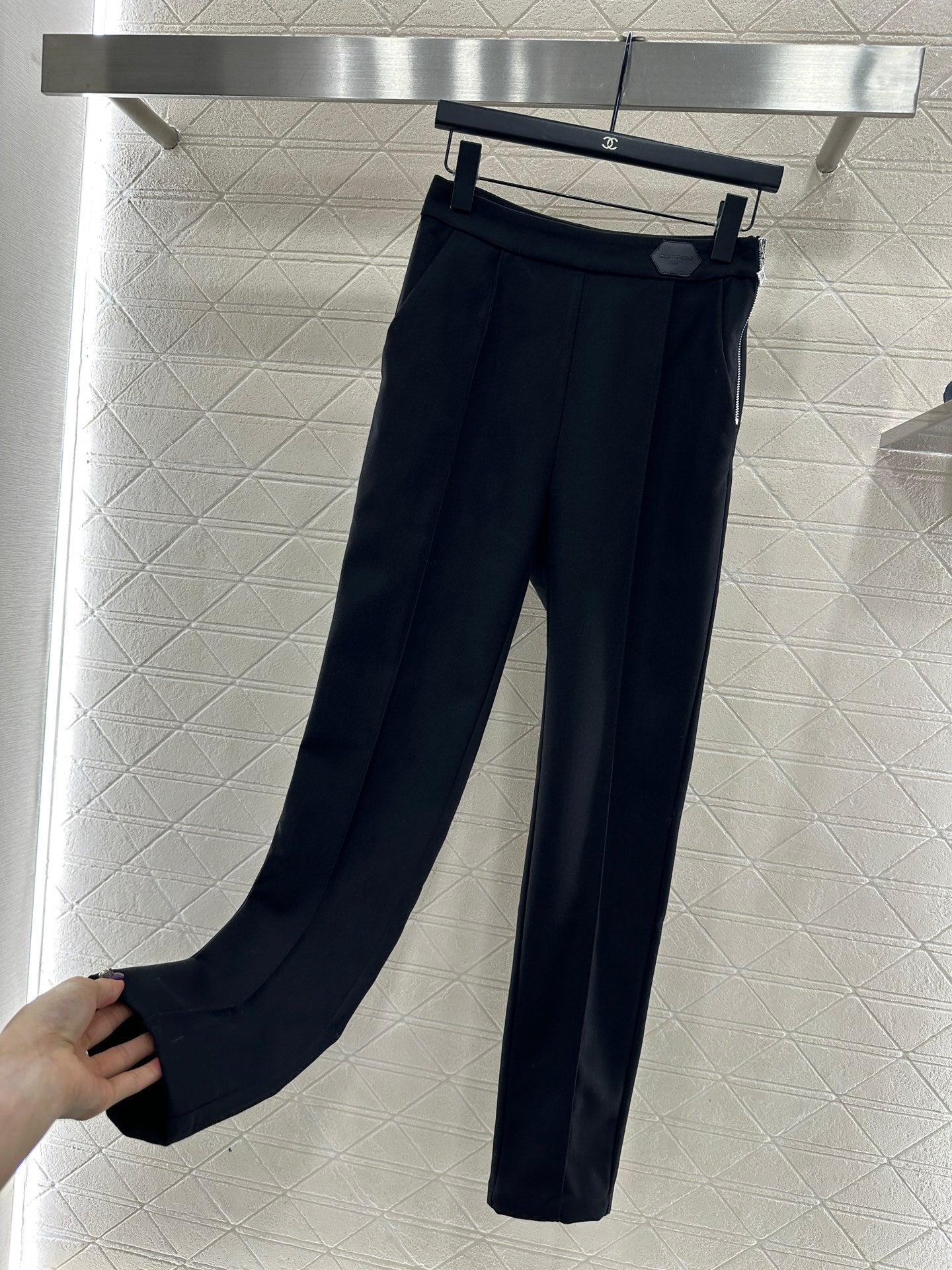 Side waist zipper high elasticity pants