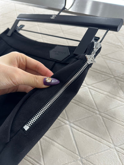 Side waist zipper high elasticity pants