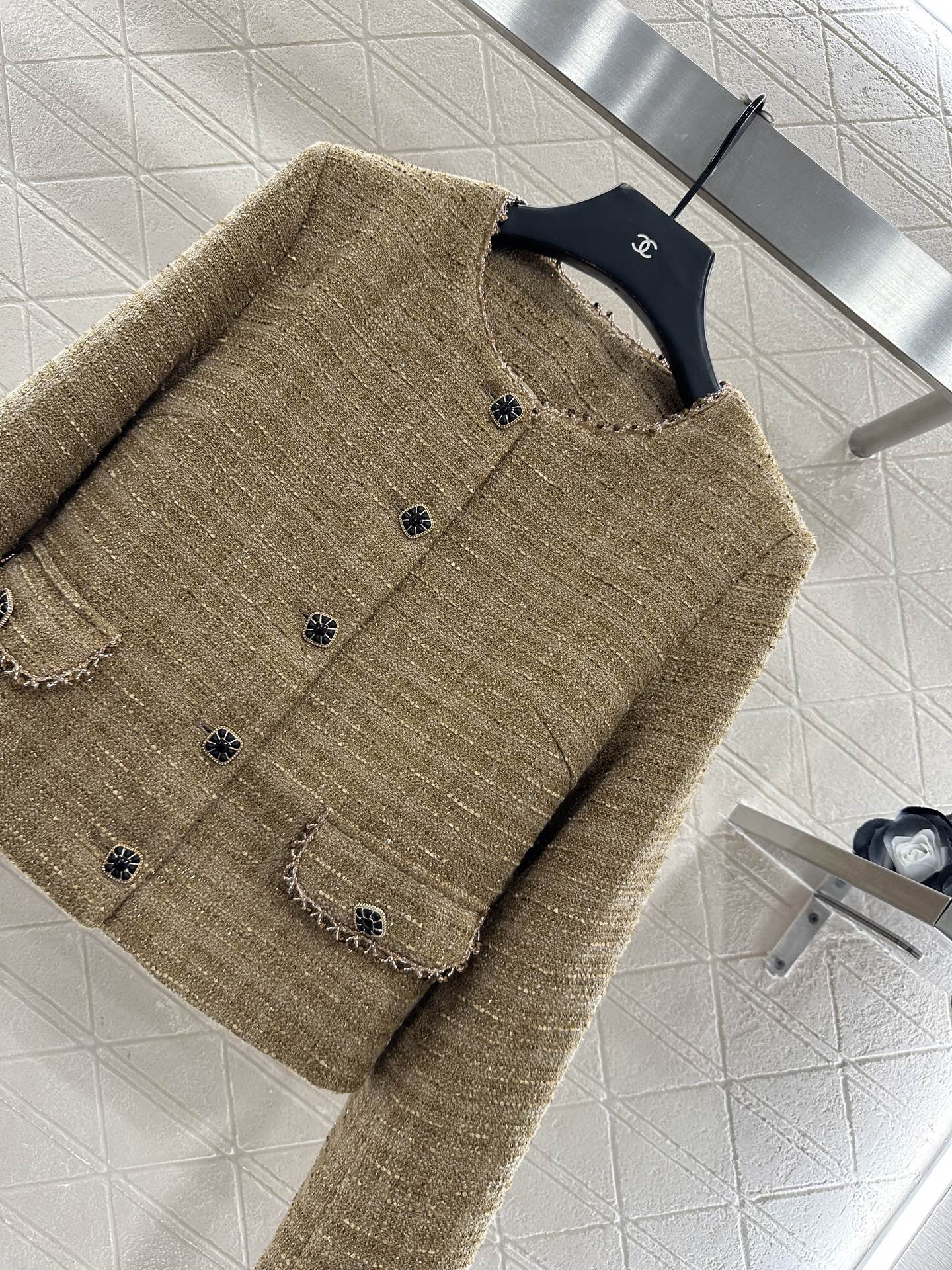 Round neck woven dress set