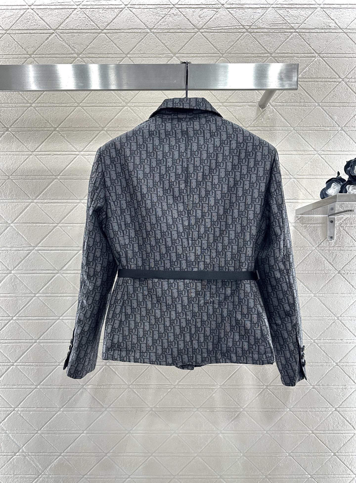 Flip collar jacquard suit jacket