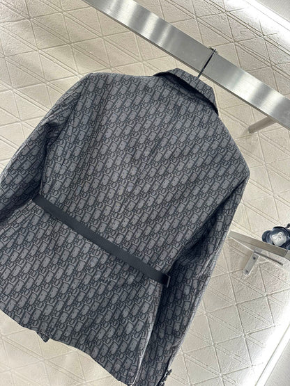 Flip collar jacquard suit jacket