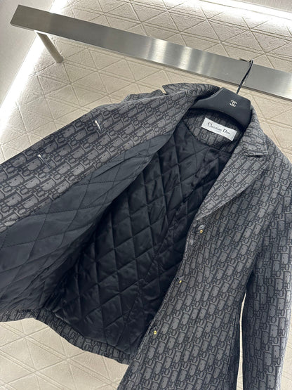 Flip collar jacquard suit jacket