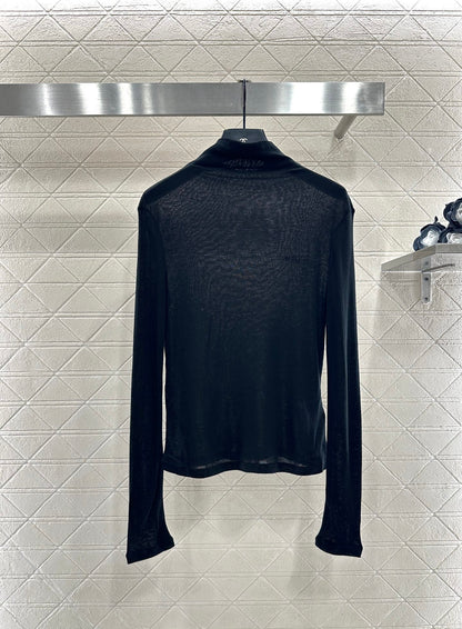 Slim fit letter high neck base shirt