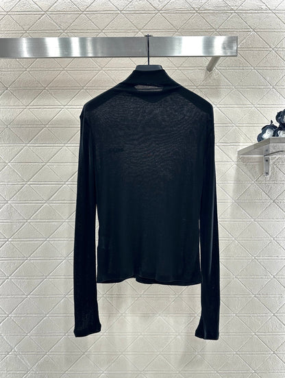 Slim fit letter high neck base shirt