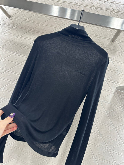 Slim fit letter high neck base shirt