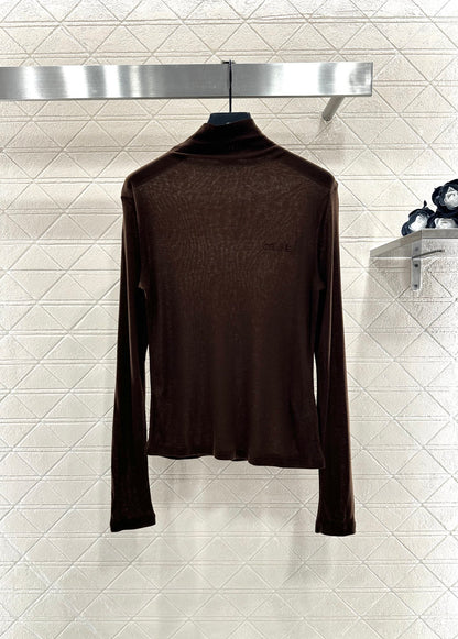 Slim fit letter high neck base shirt