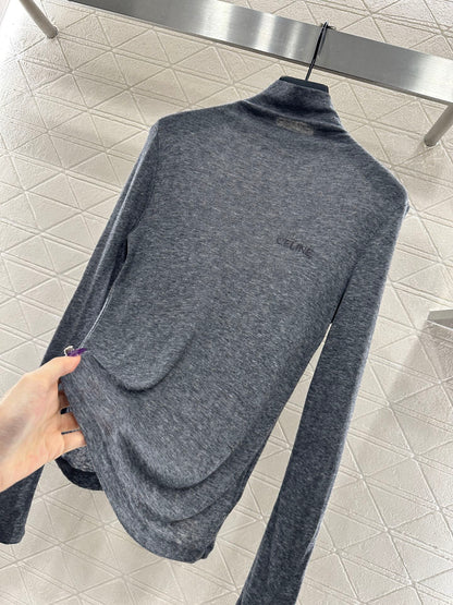 Slim fit letter high neck base shirt