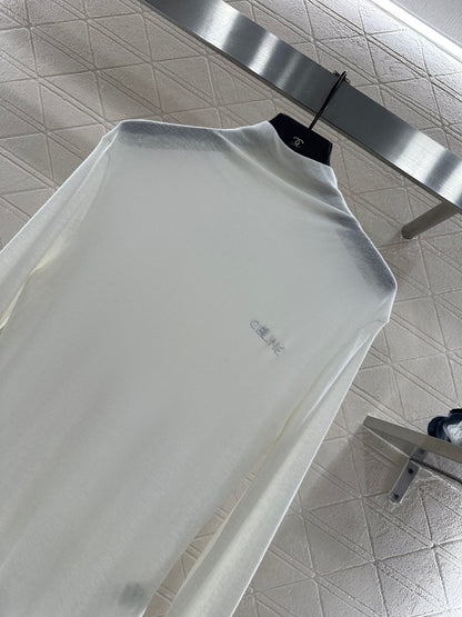 Slim fit letter high neck base shirt