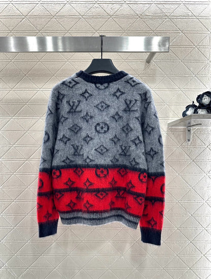 Jacquard contrasting wool pullover sweater