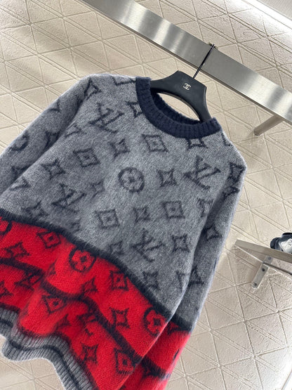 Jacquard contrasting wool pullover sweater