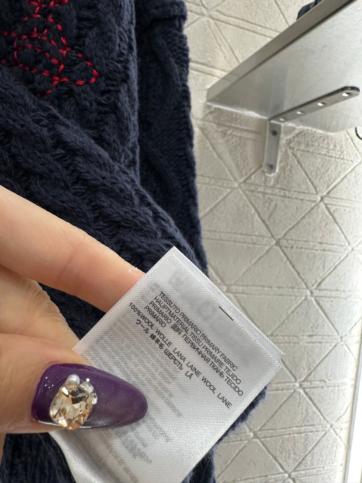 Collar Embroidered Knitted Coat