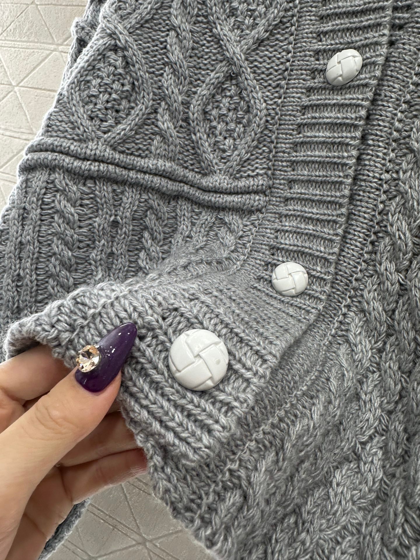 Collar Embroidered Knitted Coat