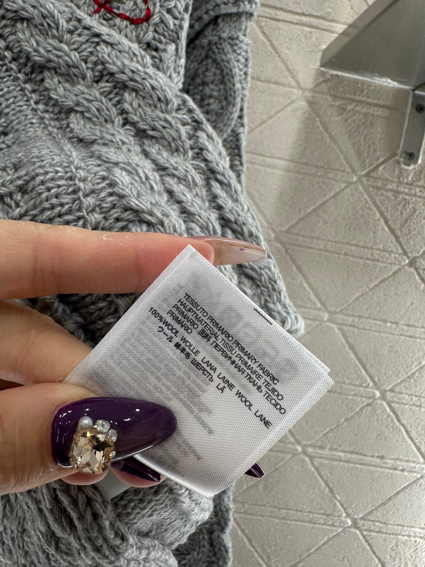 Collar Embroidered Knitted Coat