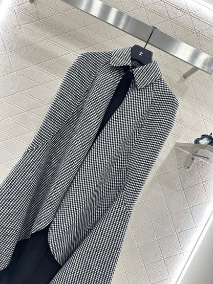 Thousand bird grid long shawl cape