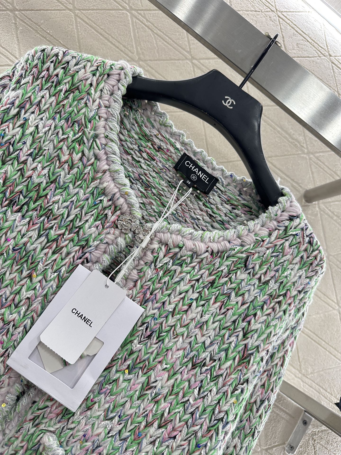 Handmade edge tied knitted cardigan