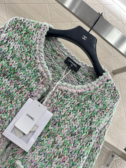 Handmade edge tied knitted cardigan