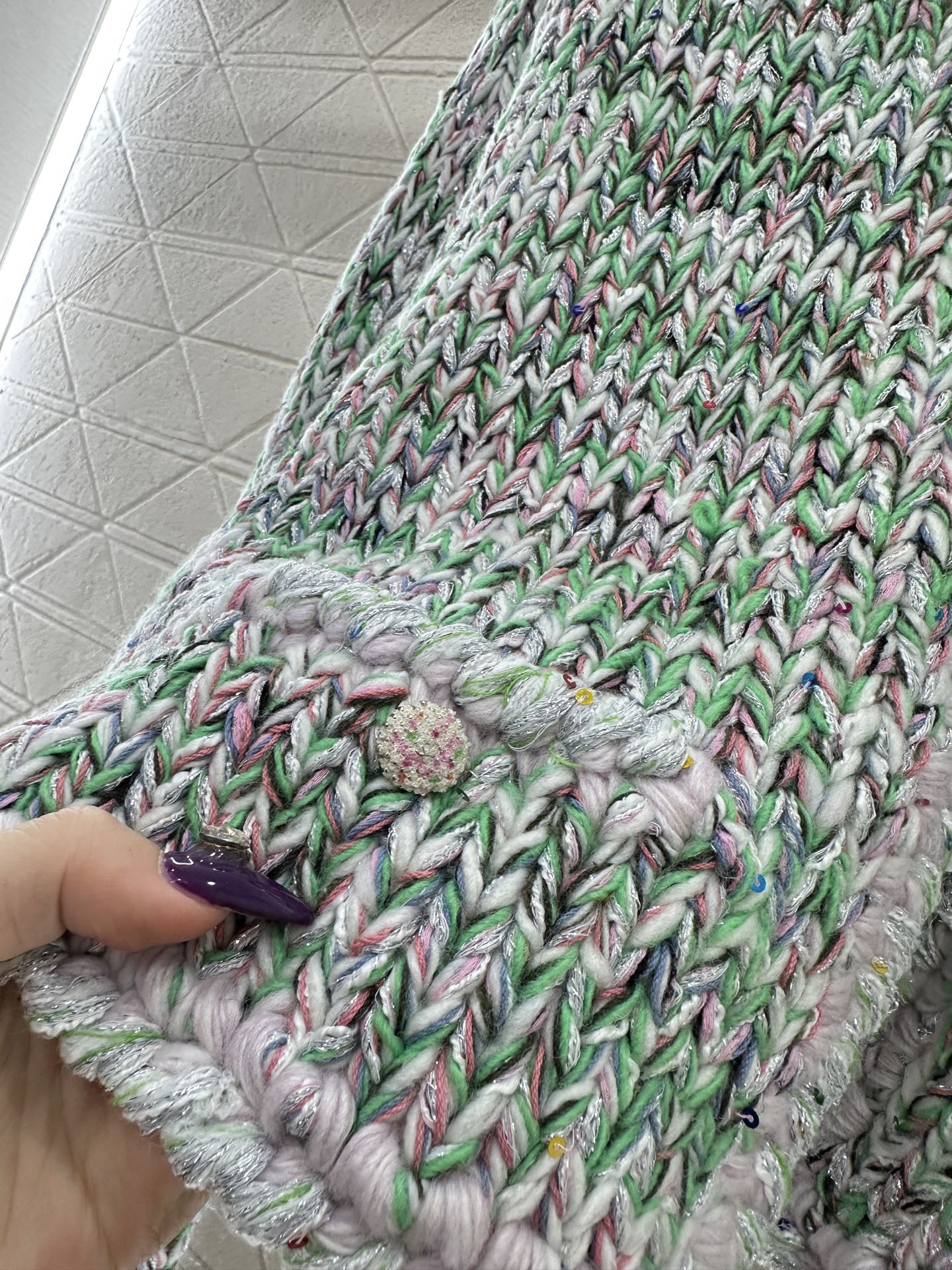 Handmade edge tied knitted cardigan