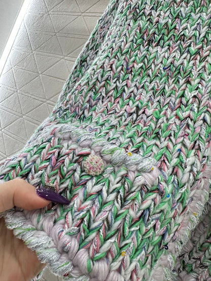 Handmade edge tied knitted cardigan