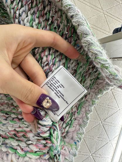 Handmade edge tied knitted cardigan