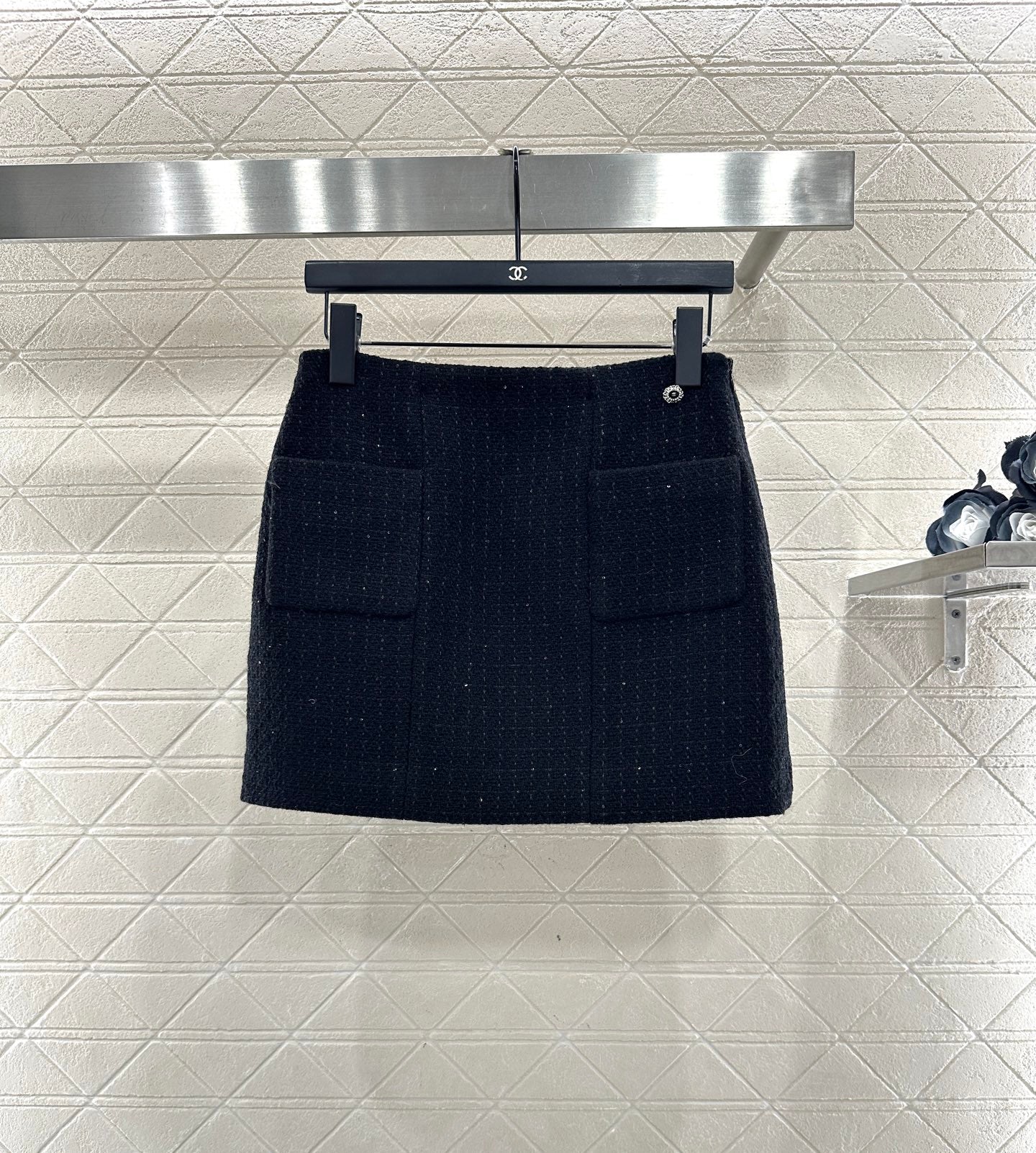 Plaid coarse floral bead dress half skirt