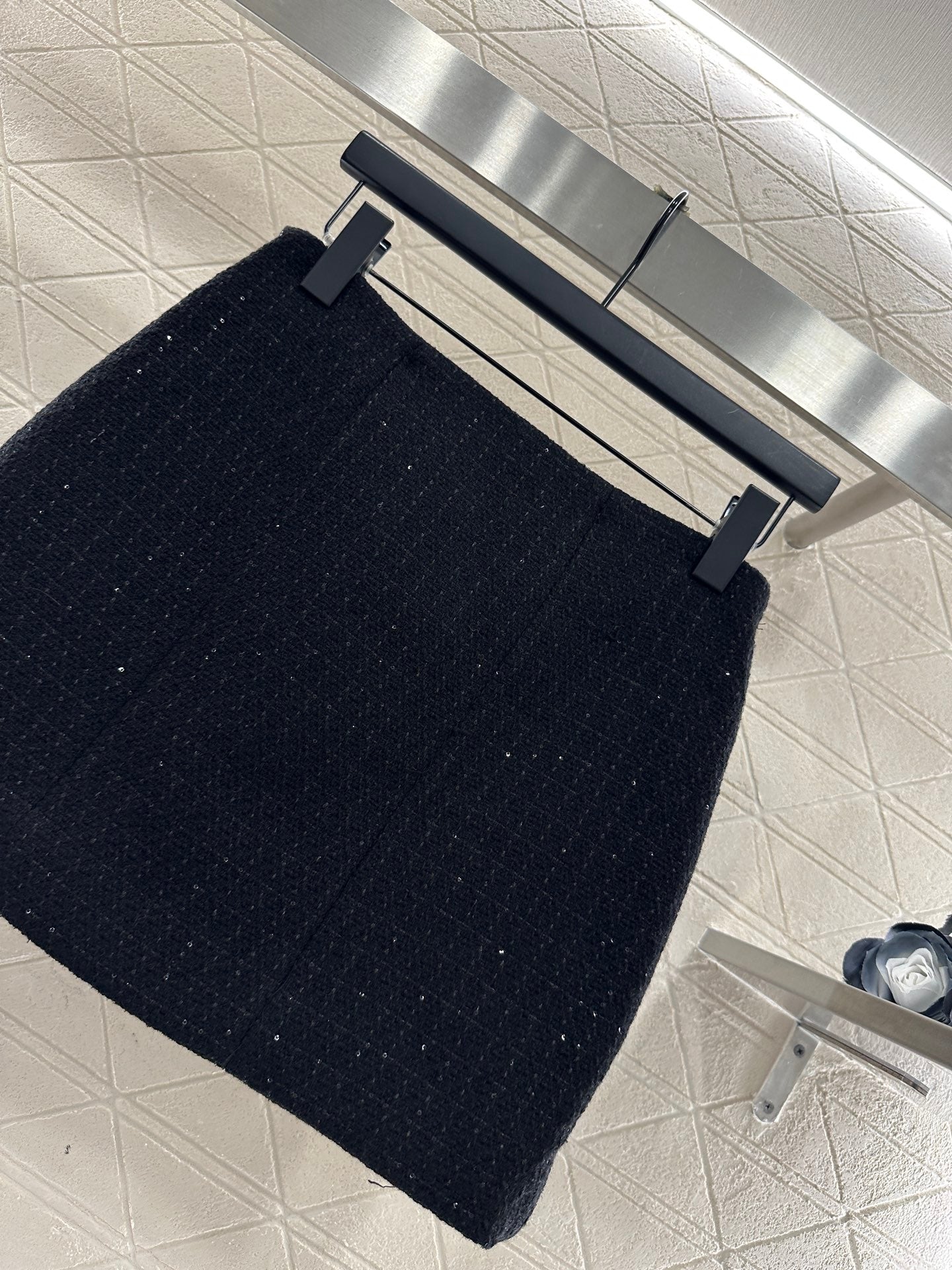 Plaid coarse floral bead dress half skirt