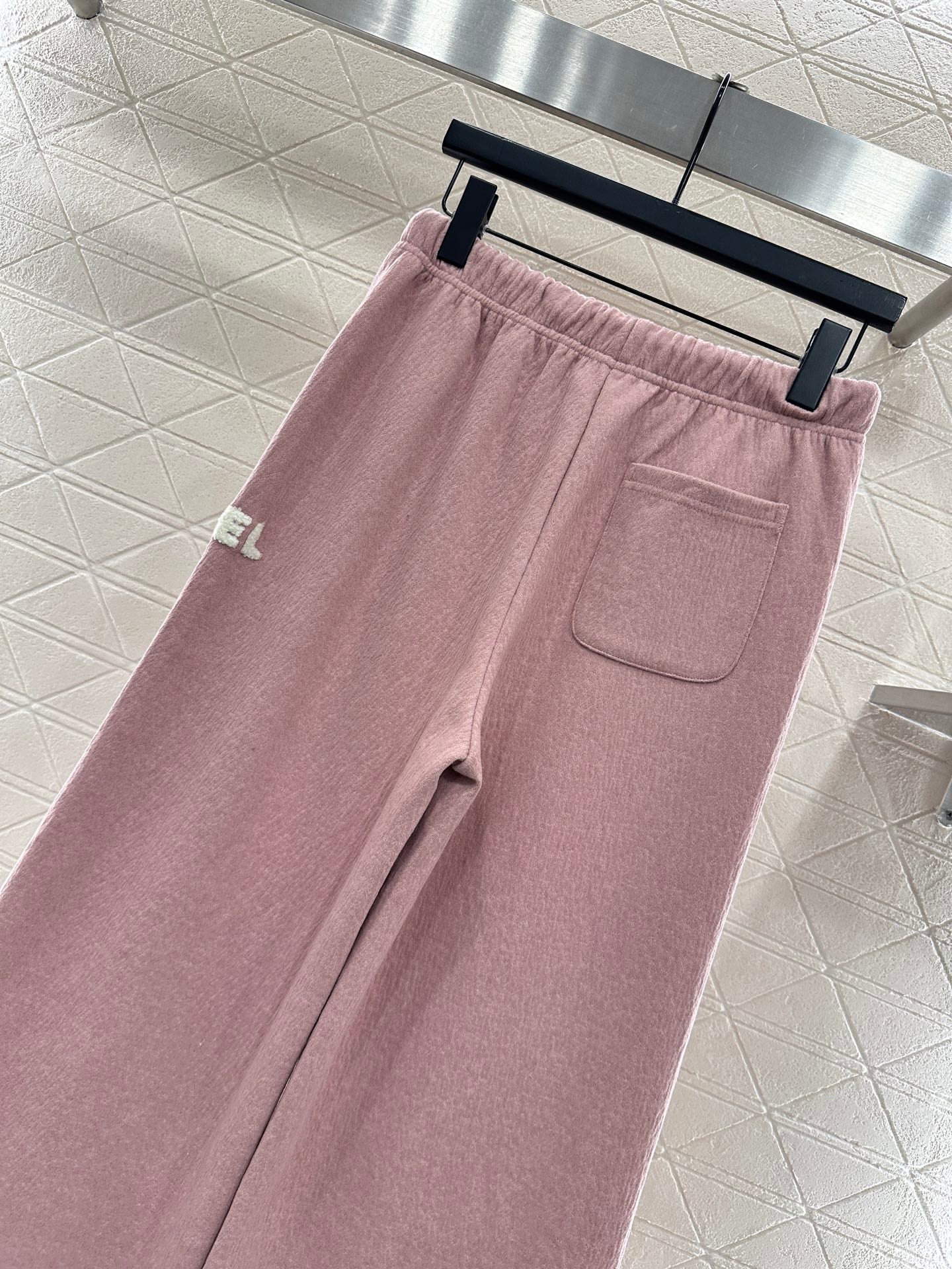 Plucked letter high waist wide leg pants