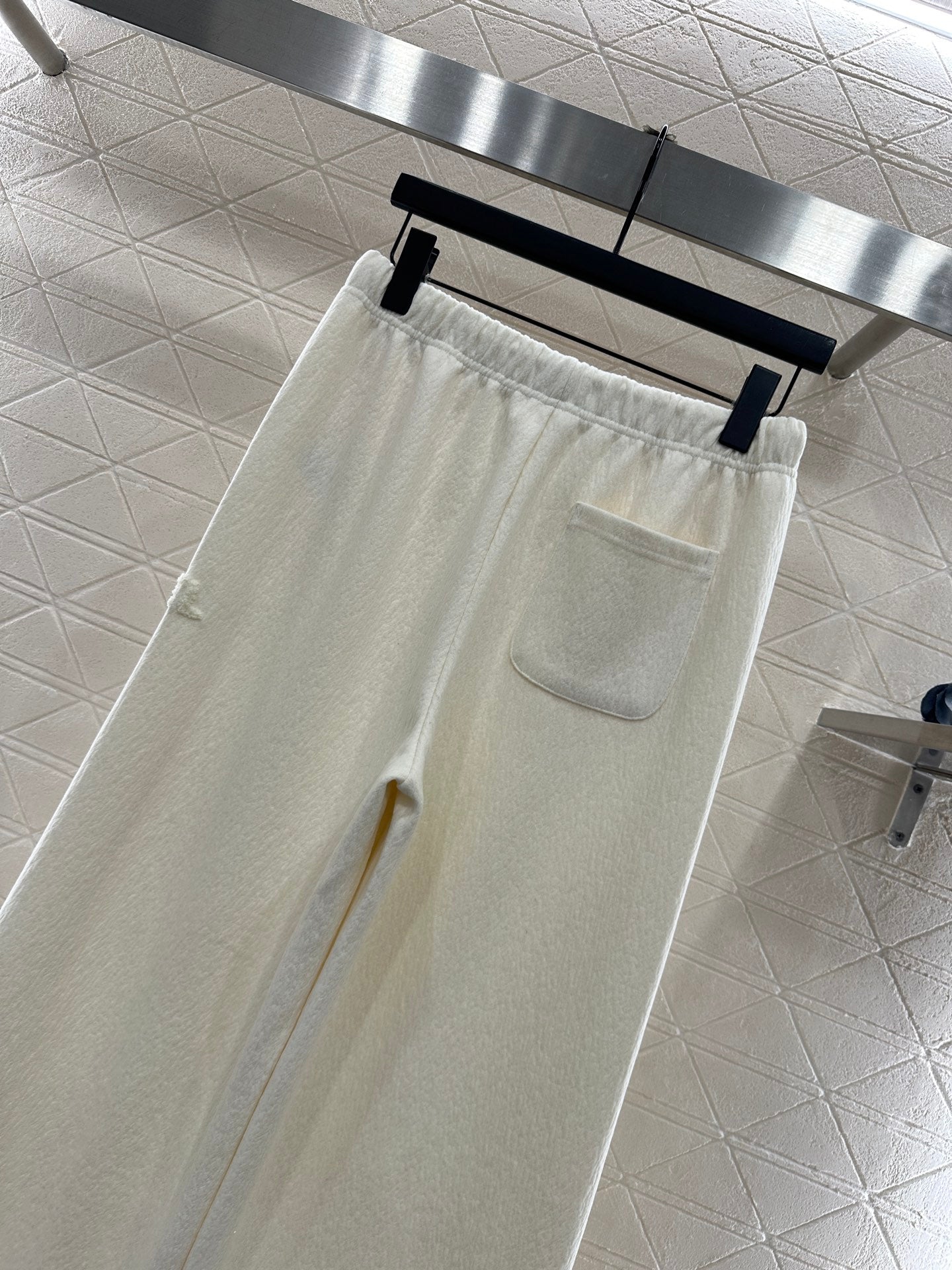 Plucked letter high waist wide leg pants