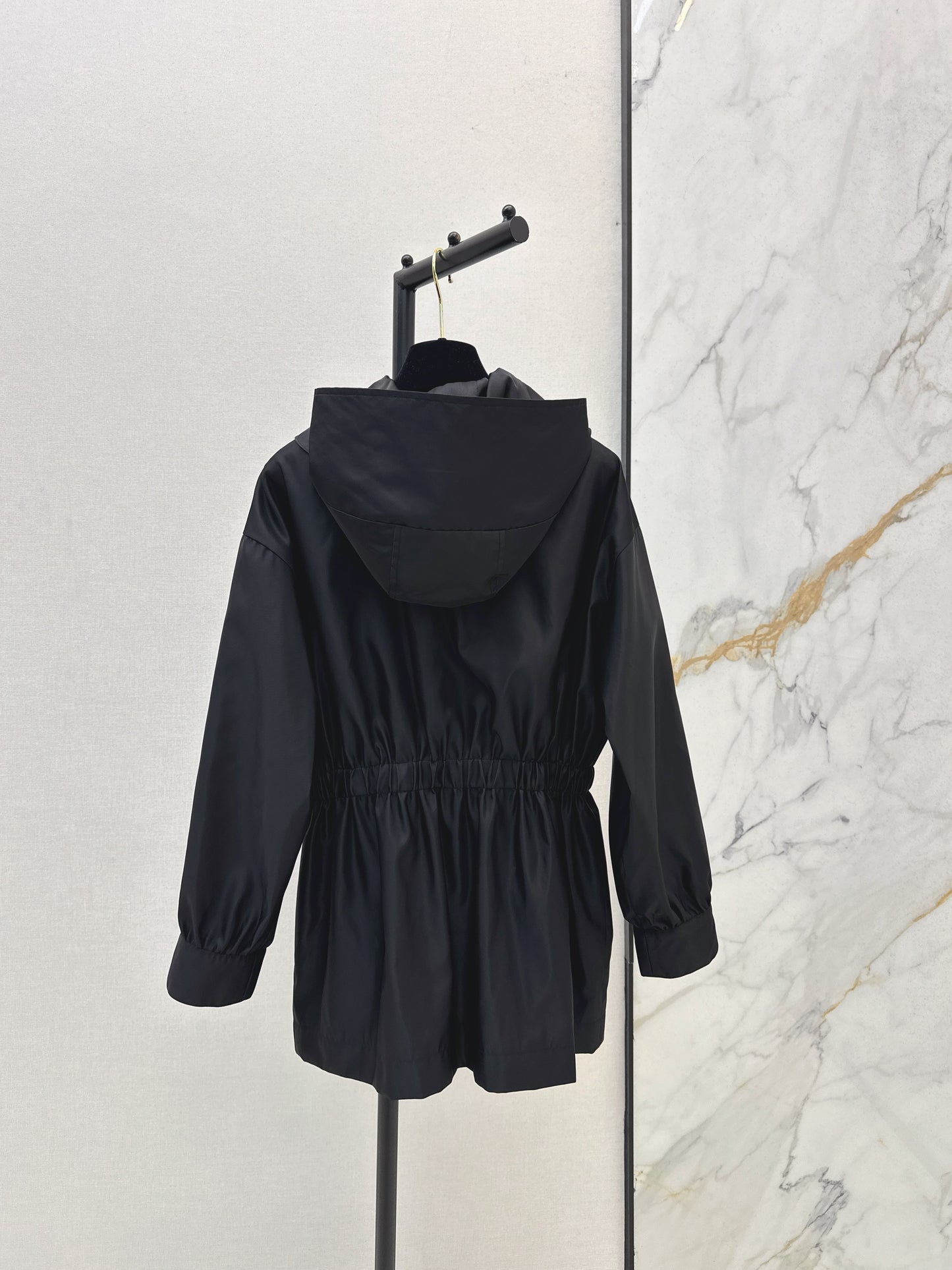 Lotus leaf lace hooded nylon jacket