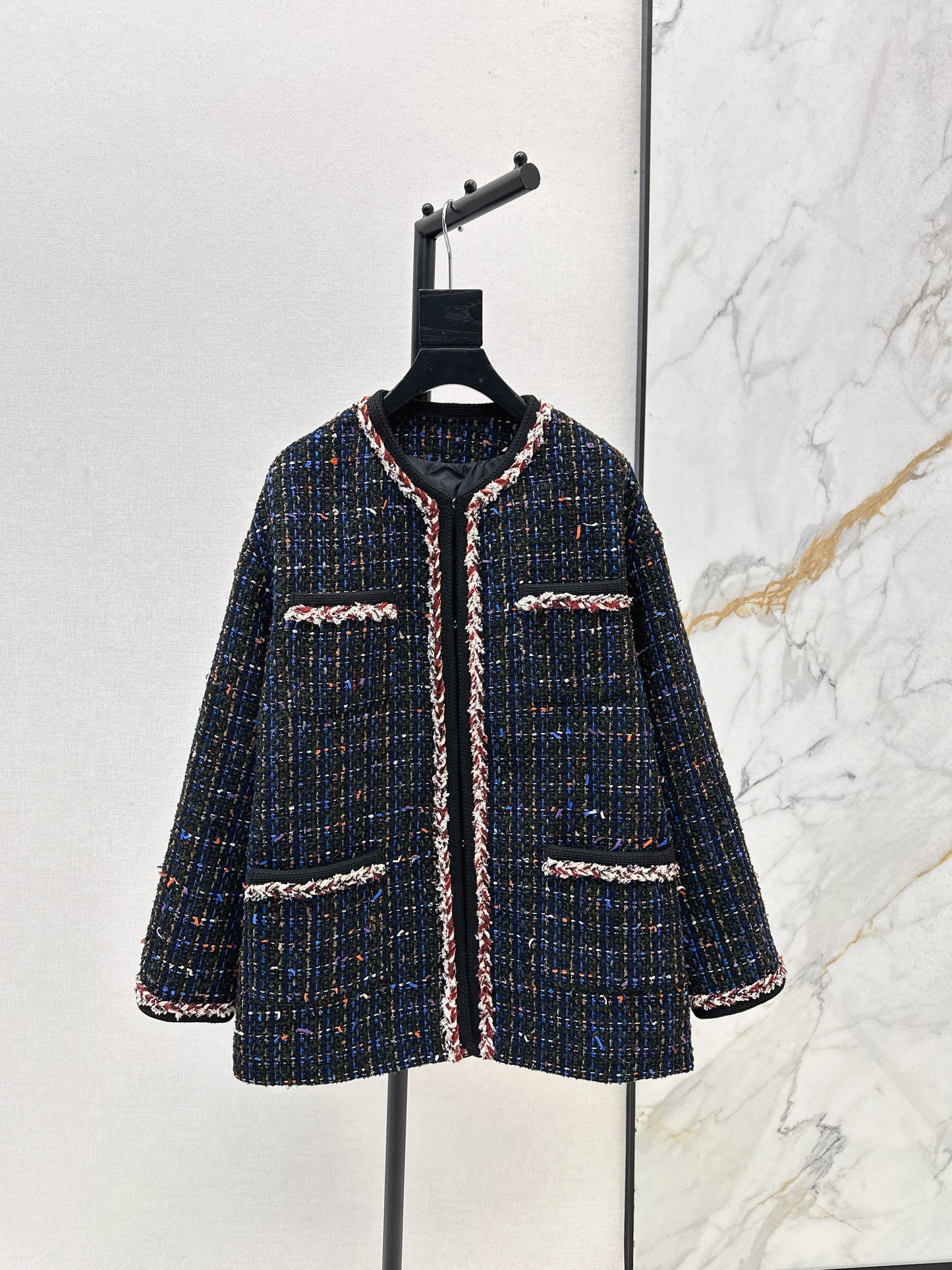 Thousand bird grid woolen woolen white goose down coat