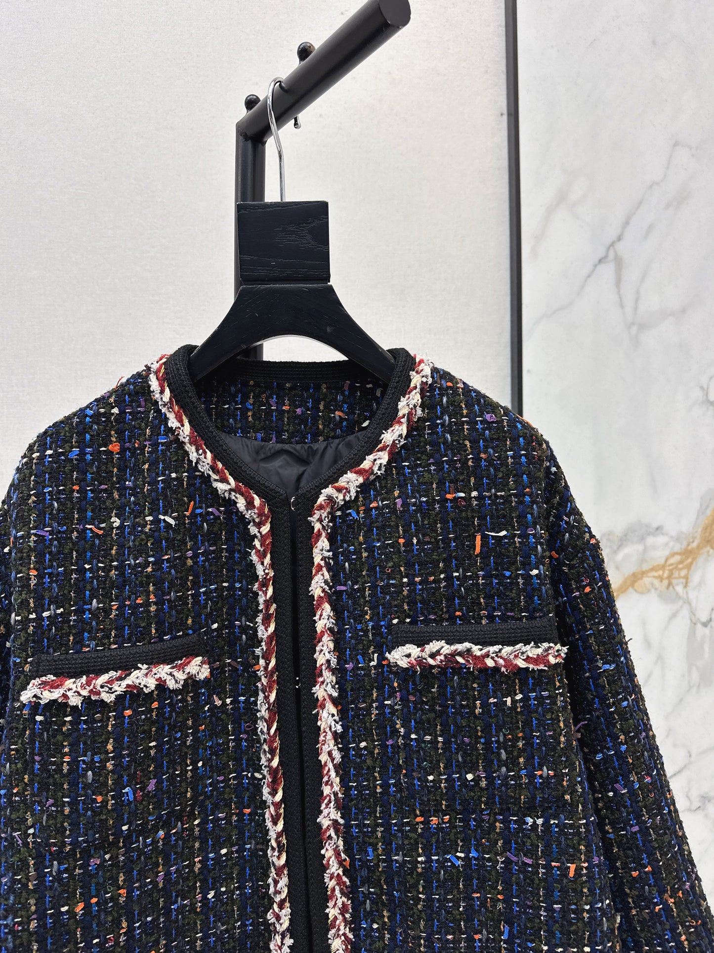 Thousand bird grid woolen woolen white goose down coat