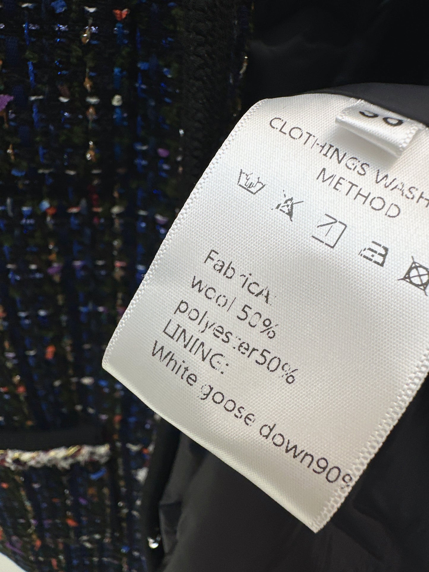 Thousand bird grid woolen woolen white goose down coat